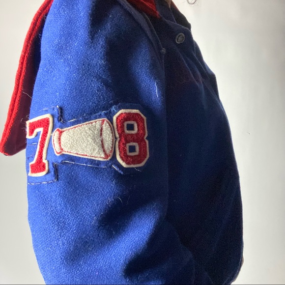 VINTAGE 1960s Lordstown Cheerleader Red Blue Letterman Jacket Delong - Picture 6 of 11